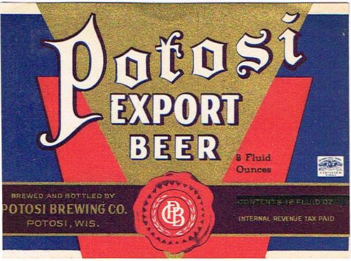 1937 Potosi Export Beer Label 8oz WI405-22 Potosi, Wisconsin