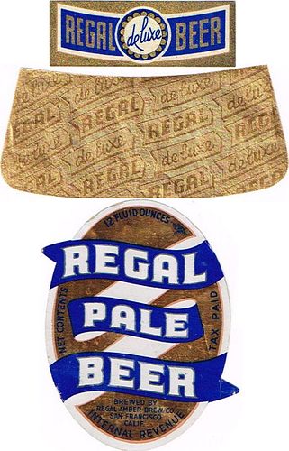 1946 Regal Pale Beer 12oz Label WS44-17 San Francisco, California