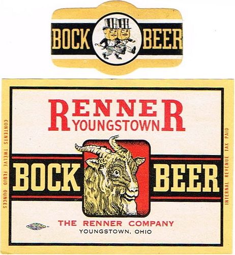 1947 Renner Bock Beer 12oz Label OH95-05 Youngstown, Ohio
