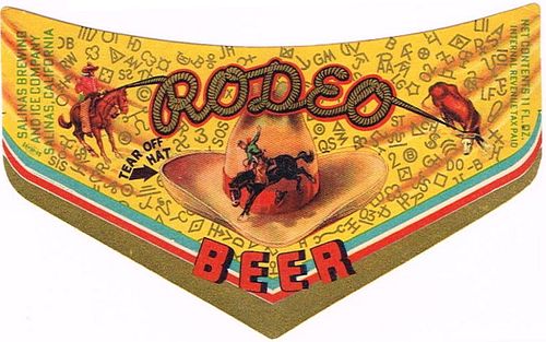 1938 Rodeo Beer 11oz Label WS30-10 Salinas, California