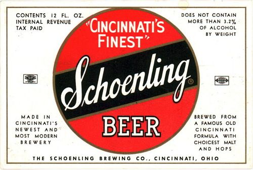 1947 Schoenling Beer Quart Label OH33-19 Cincinnati, Ohio