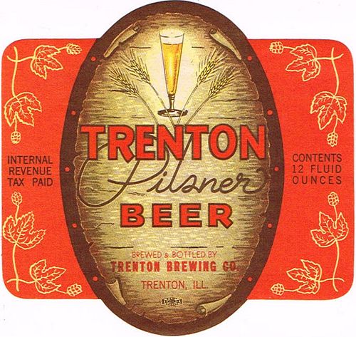 1938 Trenton Pilsner Beer 12oz Label IL105-18 Trenton, Illinois