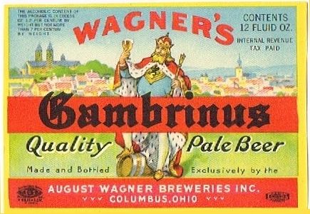 1947 Wagner's Gambrinus Pale Beer 12oz Label OH55-25 Columbus, Ohio