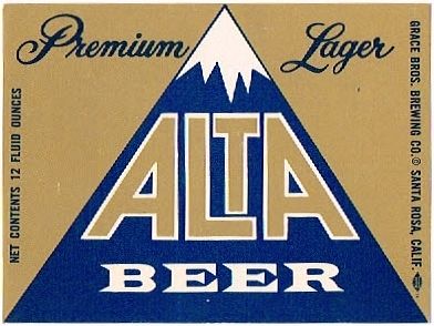 1958 Alta Beer 12oz Label Santa Rosa, California