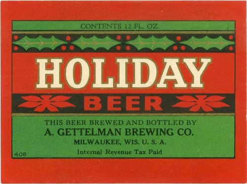 1936 Holiday Beer 12oz Label WI341-23 Milwaukee, Wisconsin