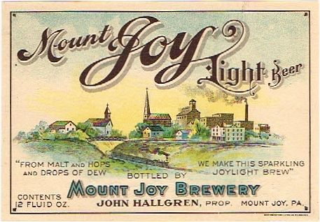 1914 Mount Joy Light Beer 12oz Label PA56-19 Mount Joy, Pennsylvania