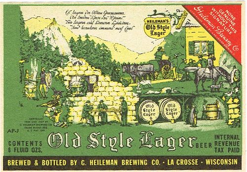 1939 Old Style Lager Beer Label 8oz WI215-38 La Crosse, Wisconsin