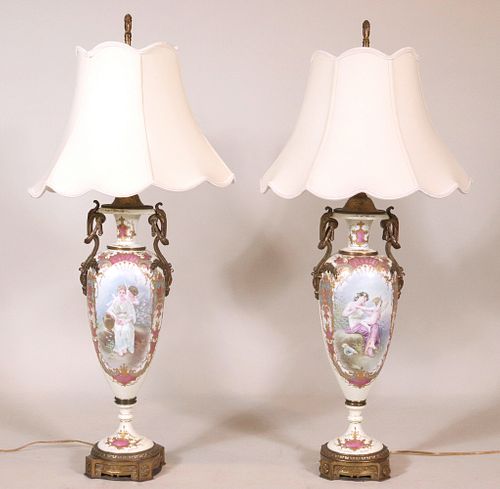 Pair of Sevres Porcelain Table Lamps