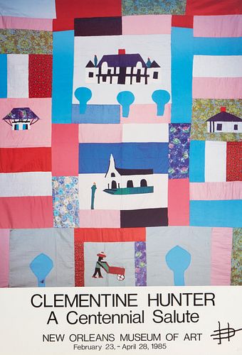 Clementine Hunter Poster, from the "Clementine Hunter: A Centennial Salute" exhibition at the New Orleans Museum of Art, February 23- April 28, 1985, 