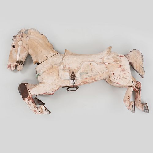 Painted Wood and Metal Carousel Horse