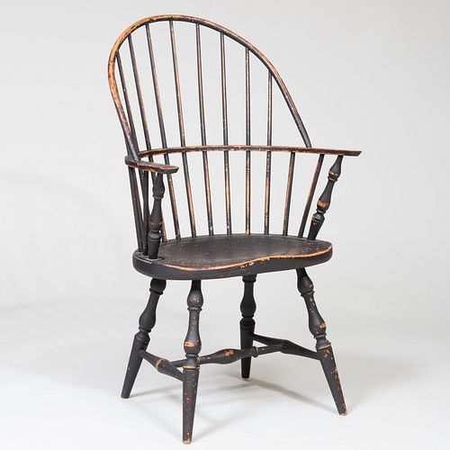 Black Painted Windsor Arm Chair, of Recent Manufacture.