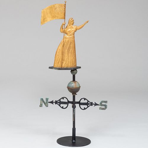 Gilt Copper Goddess of Liberty Weathervane, Attributed to Cushing and White, Waltham, MA (active 1867-1933)