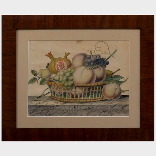 American School: Still Life with Fruit in a Basket