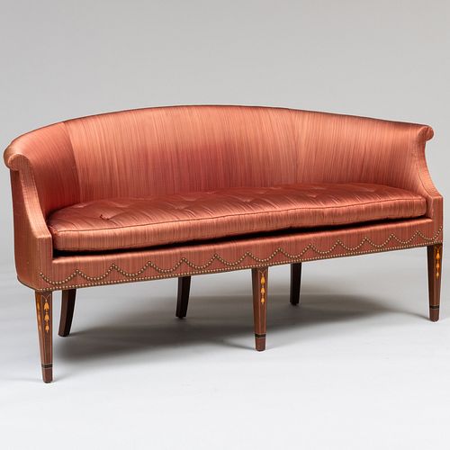 Federal Style Inlaid Mahogany Bow Back Sofa, of Recent Manufacture