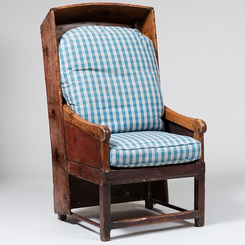 Rustic Painted Pine Wing Chair