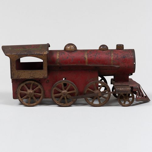 American Painted Metal and Brass Model of a Train