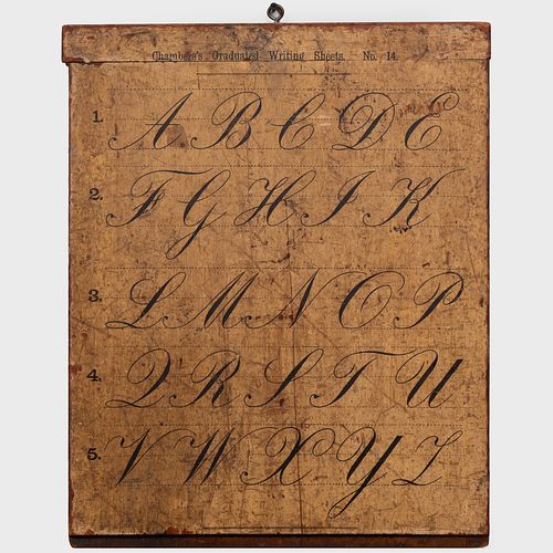 American Double-Sided Painted Calligraphic Panel, Chambers Graduated Writing Sheets, No. 14