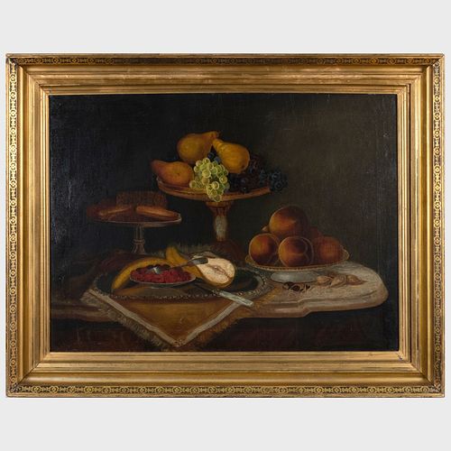 American School: Still Life with Fruit and Pastry
