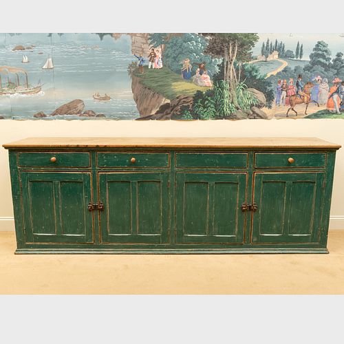 Canadian Fruitwood and Green Painted Side Cabinet
