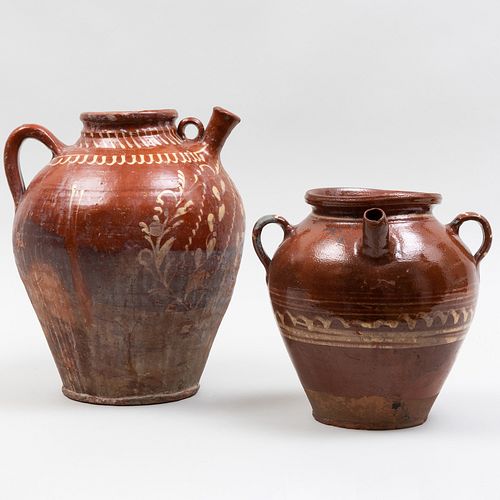 Two Slip Decorated Earthenware Jugs