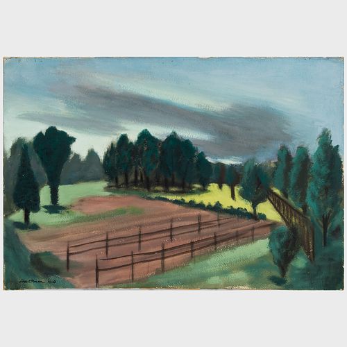 Murray Hantman (1904-1999): Quaker Town Outskirts; Pennsylvania Landscape; Rock Hill, PA Landscape; and Swimming Hole, Bucks County