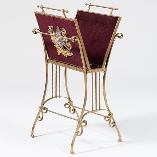 Aesthetic Movement Brass and Silver Plate Velvet Lined Folio Stand, Possibly Charles Parker