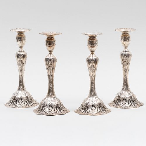 Set of Four Theodore B. Starr Silver Candlesticks