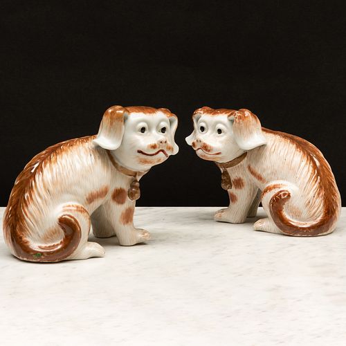 Pair of Chinese Export Porcelain Models of Puppies