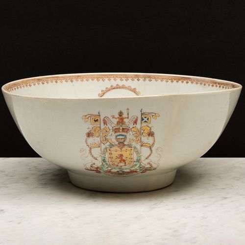 Chinese Export Famille Rose Porcelain Royal Scottish Armorial Punch Bowl