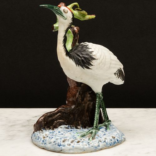 Small Chinese Export Famille Rose Model of a Crane with a Tree