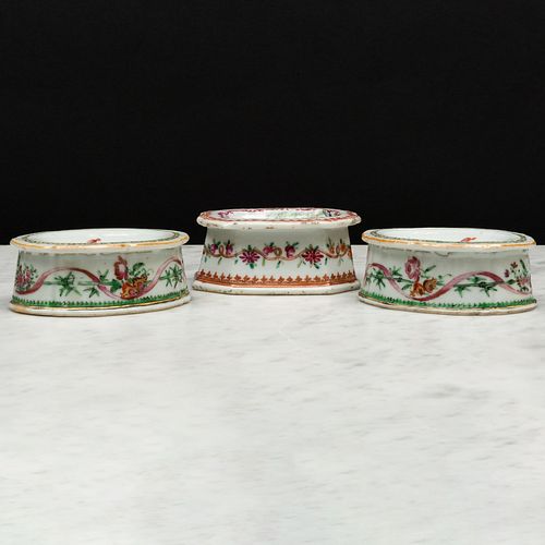 Three  Chinese Export Famille Rose Porcelain Trencher Salts