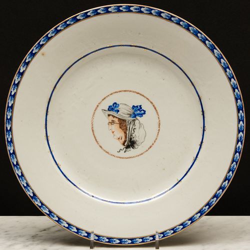 Chinese Export Porcelain European Subject 'Optical Illusion' Plate