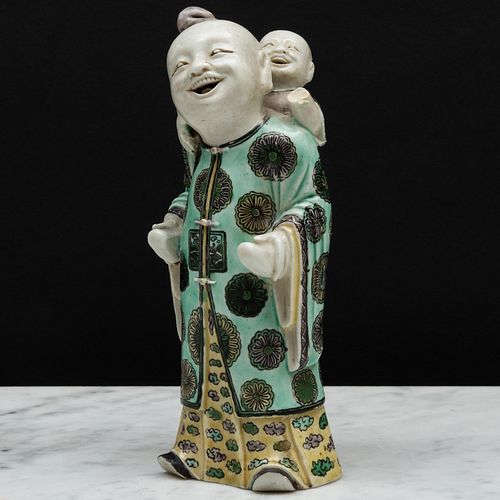 Chinese Famille Verte Porcelain Piggy-Back Group
