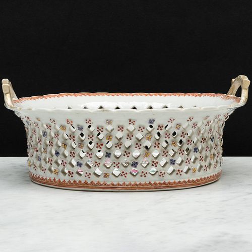 Chinese Export Famille Rose Porcelain Reticulated Basket