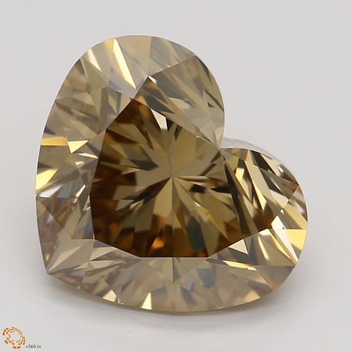 2.11 ct, Natural Fancy Dark Yellowish Brown Even Color, VS1, Heart cut Diamond (GIA Graded), Appraised Value: $17,000 