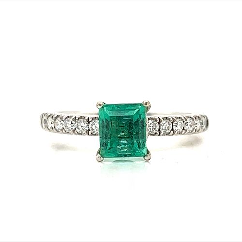 14k Emerald Diamond Engagement Ring
