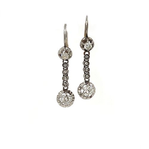 Art Deco Platinum Diamond Drop EarringsÂ 