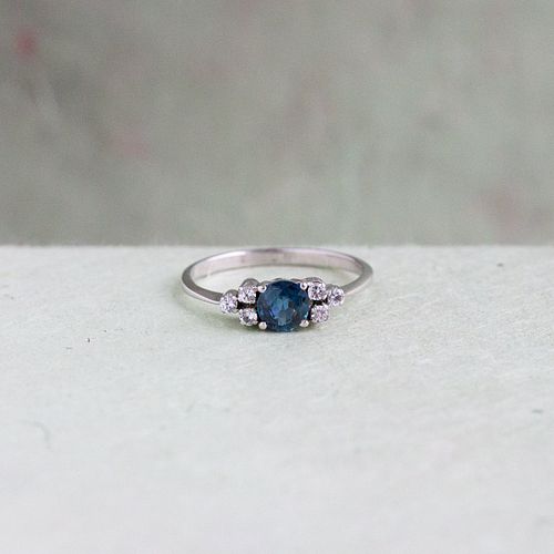 14k Sapphire & Diamond Engagement Ring