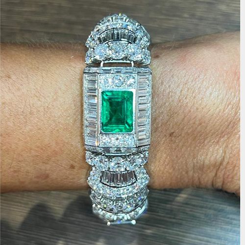 Rubell Frers Emerald & Diamond French Art Deco Bracelet