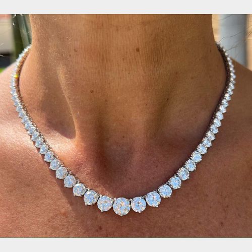 Platinum 37.75 Ct. Diamond Riviera Necklace