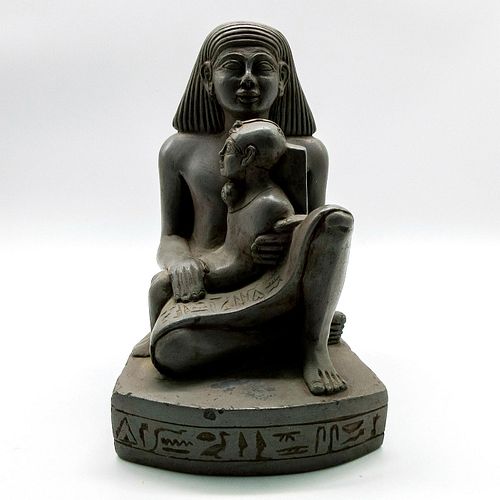 Vintage Egyptian Sculpture of Isis Goddess with Child
