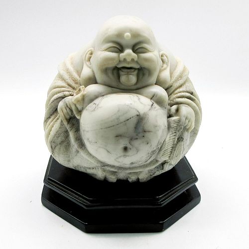 Vintage White Marble Laughing Happy Maitreya Buddha Statue