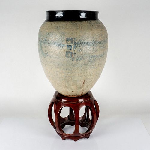 Paul Chaleff (American, b.1947) Large Stoneware Jardiniere With Stand