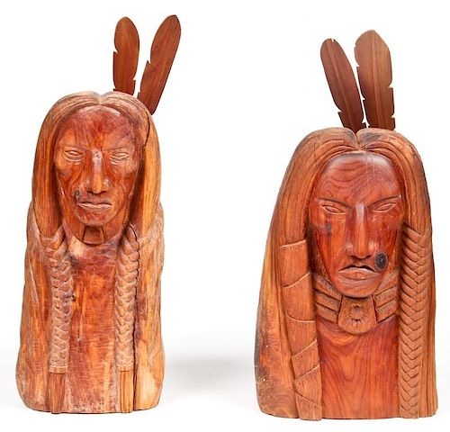 Tim Martin: 2 Carved Cedar Busts