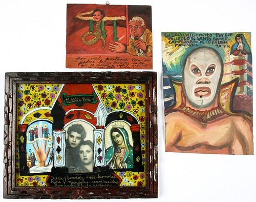 3 Mexican Folk Art Ex Votos