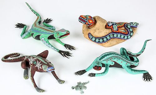 5 Vintage Mexican Figural Lizards