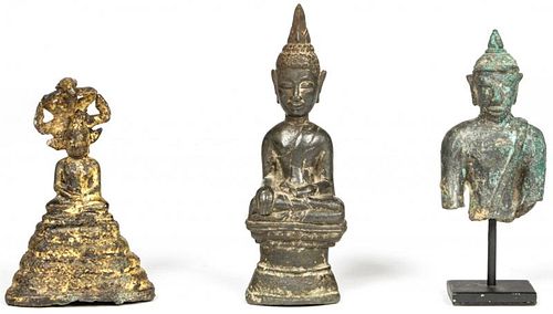3 Sino Tibetan Buddha Figures, Circa  1750-1850