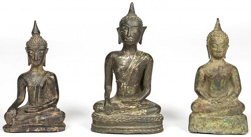 3 Sino Tibetan Buddha Figures, Circa  1750-1850
