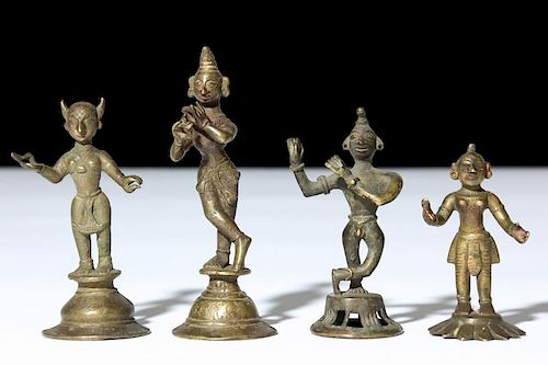 2 Pairs of 19th C. Radha/Krishna Statues