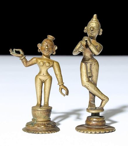 Pair of Bronze Radha/Krishna Statues, Ca. 1850-1900